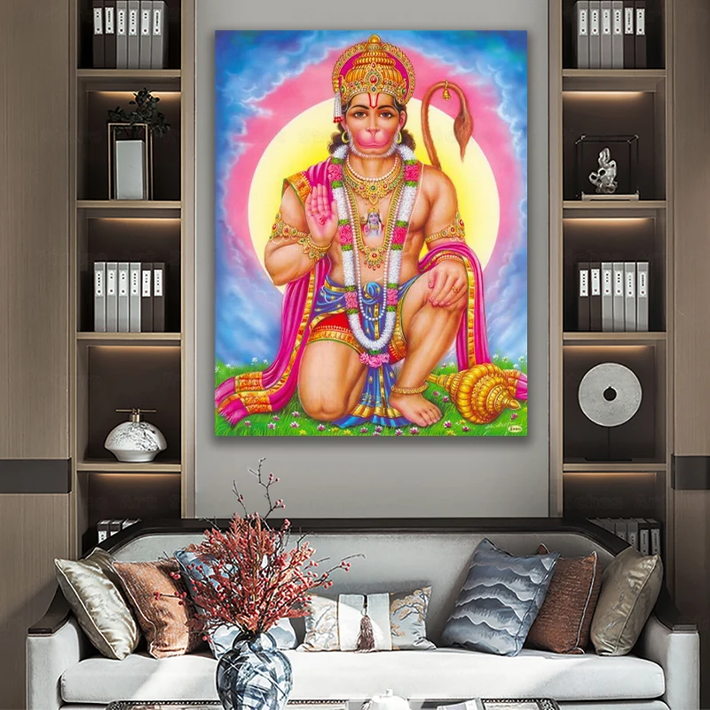 

Hanuman Wall Paintings Print On Canvas Art Wall Pictures Rama. Lord Hanuman Wall Art Prints Indian god Art Posters Home Decor