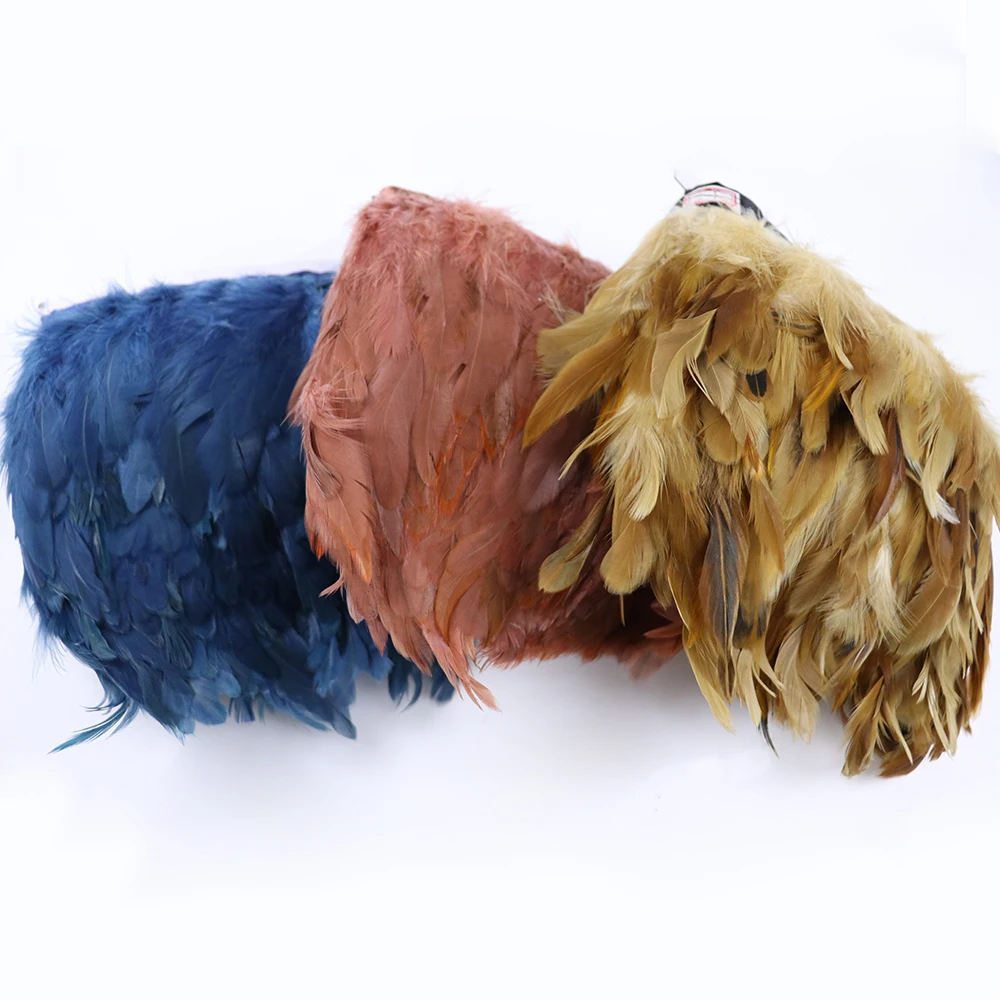 Натуральные Куриные перья лента бахрома Окрашенные Перья отделка для одежды