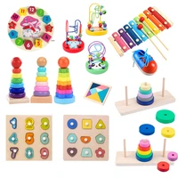 kids montessori educational wooden toys puzzle baby fingers flexible training worm puzzle shape match math toys for children