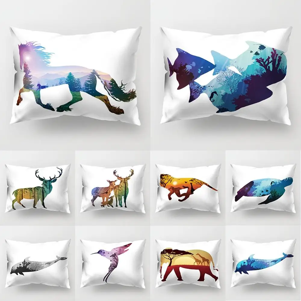 

Abstract Painting Art Animal Pattern Bedroom Decorative Hug Pillow Case Elegant Living Room Rectangle Cushion Cover 30*50 Cm