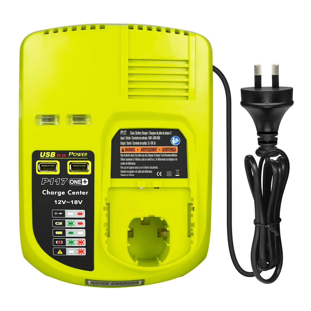 

Зарядное устройство Ryobi P117 для литиевых аккумуляторов, 2 USB-порта, зарядное устройство Ryobi ONE + Plus, штепсельная вилка США/Великобритании/ЕС/Авс...