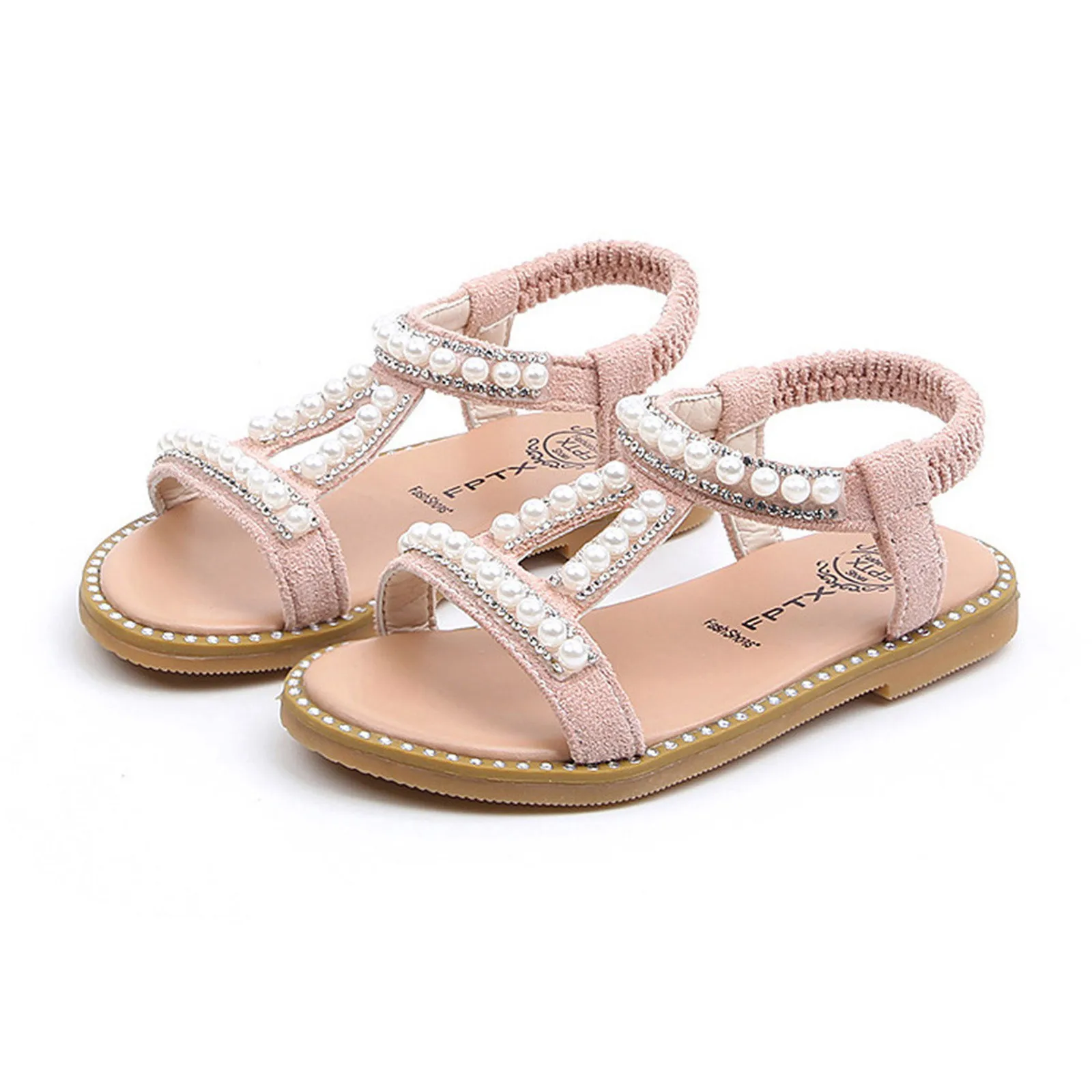 

TELOTUNY Sandals Toddler Infant Kids Baby Girls Pearl Crystal Princess Roman Shoes 2021 Summer Soft Soled Anti-Slip Sandals