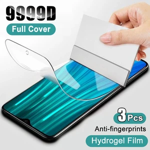 3 pcs hydrogel film for xiaomi redmi note 10 9 8 7 6 5 k20 pro 9a 9c 8a 7a screen protector for mi 10t note 10 poco x3 pro film free global shipping