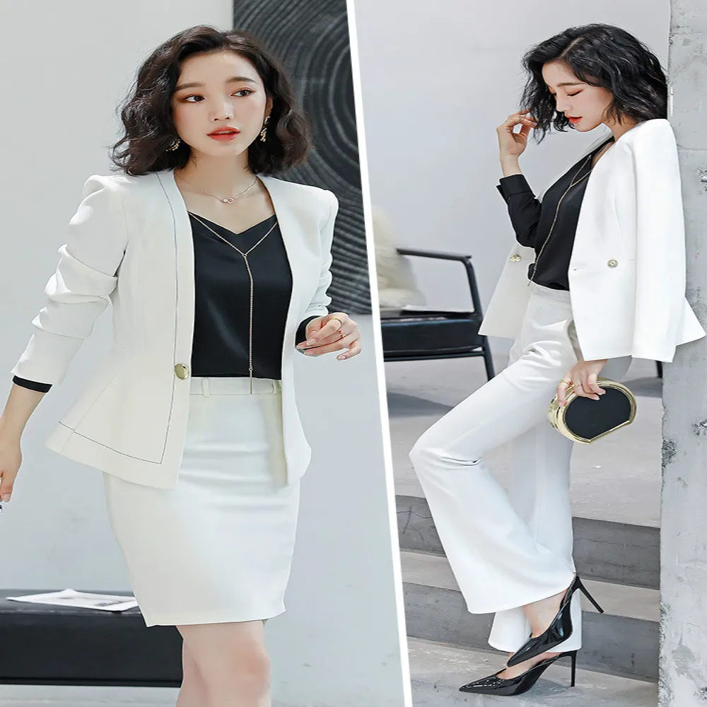 Women's 2 piece set newOLprofessional wear ladies suit suit office ladies overalls long-sleeved temperament suit pants two-piece