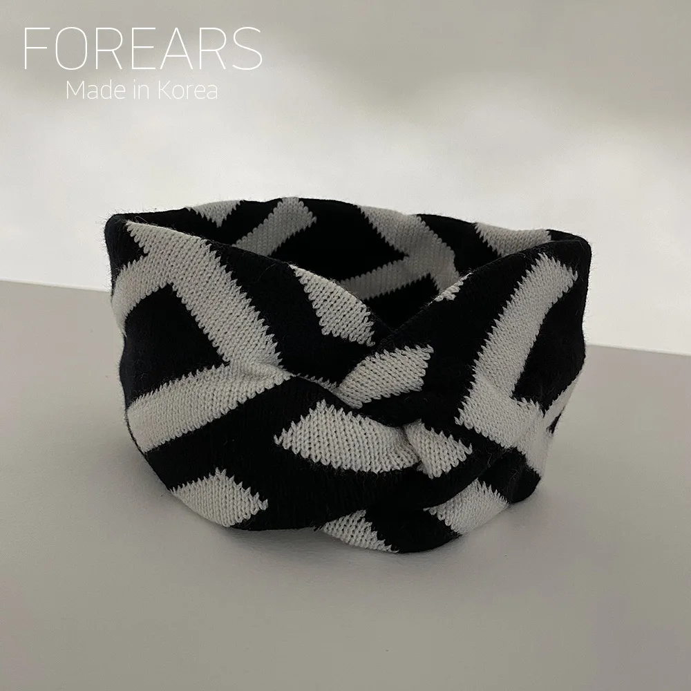 

KoreanAutumn and Winter Contrast Color Cross Wool Hair Band Vintage Outdoor All-Matching Headband Wide Brim Hair Band head band
