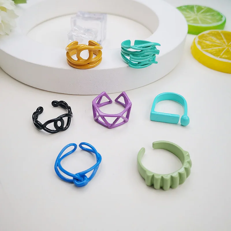 

Colorful Statement Geometric Rings for Women Opening Adjustable Ring Ins Hot Sale Stylish Jewelry for Lady Gifts Party YL-I-P