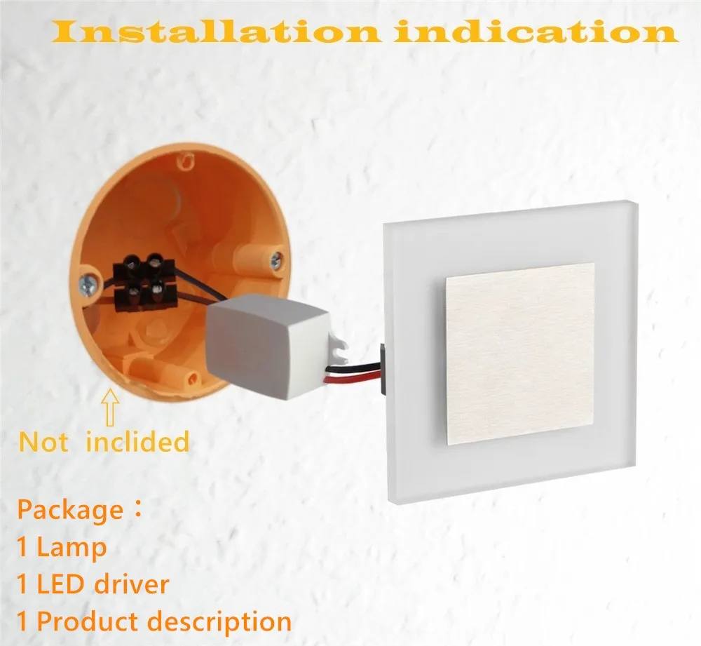 

New led wall light 3W acrylic wall sconce Embedded footlight Indoor Stair step decorative night lights Modern led wall lamp