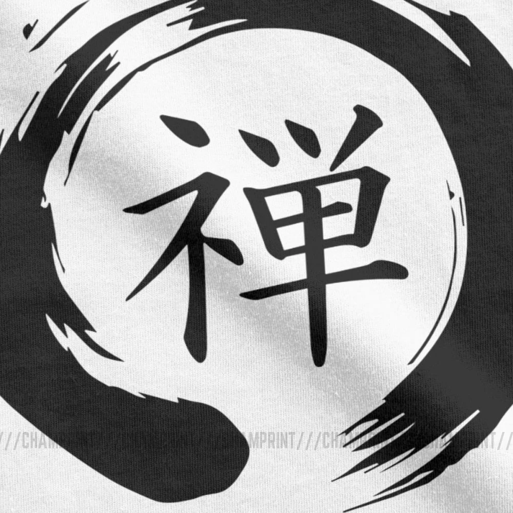 Мужские минималистичные футболки Zen Enso Dhyana с японской эстетикой на санскрите
