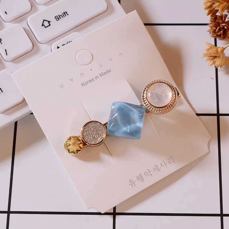 Корейские круглые заколки для волос со звездами женщин винтажные геометрические