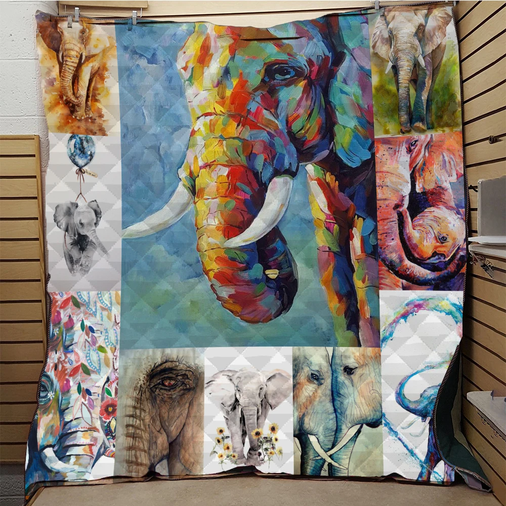 Мягкая картина маслом слон 3D печатное одеяло для кровати мягкое дропшиппинг |