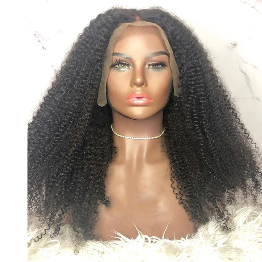 

Afro Kinky Curly Black Hair Lace Front Synthetic Wigs 180 Density Thick Heat Resistant Wigs