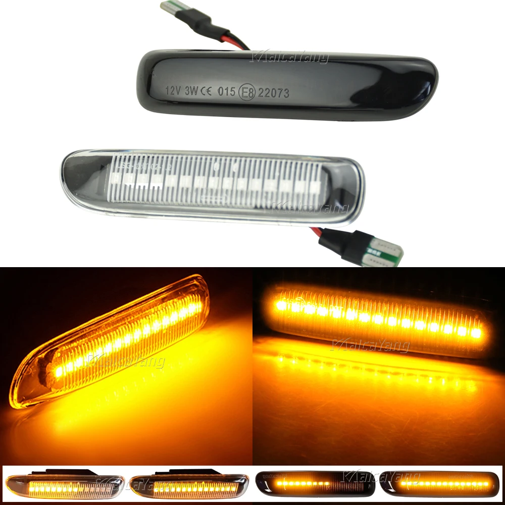 

Dynamic Flashing LED Side Marker Sequential Blinker Turn Signal Light For BMW E46 3 Series Limo Coupe Compact Cabriolet Touring