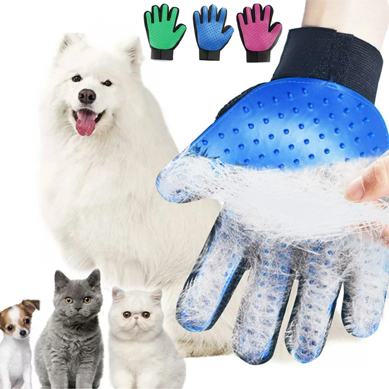 

Dog Pet Grooming Glove Silicone Cats Brush Comb Deshedding Hair Gloves Dogs Bath Cleaning Supplies Animal Combs by PROSTORMER