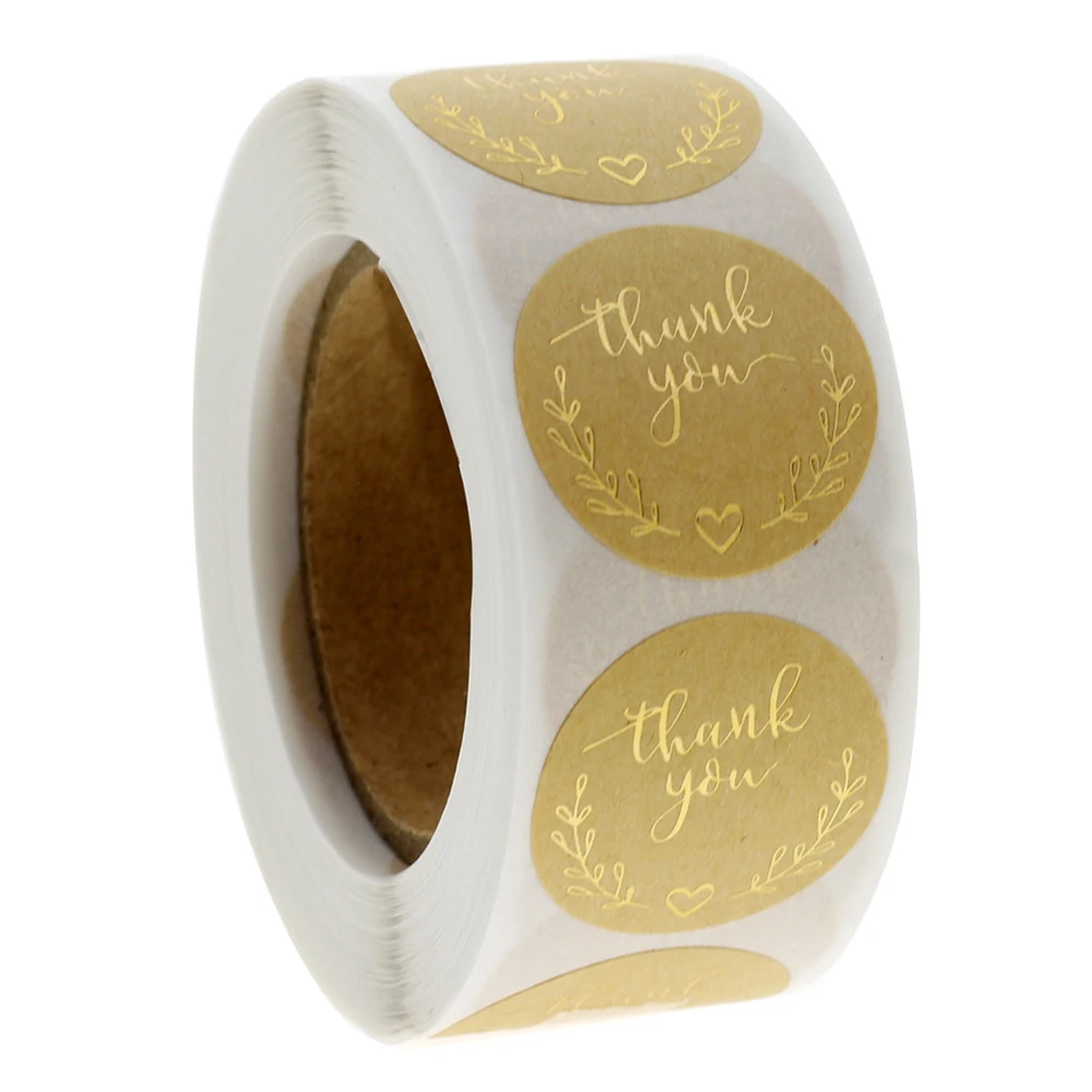

Wreath Thank You Stickers Gold Foil Seal Labels 100-500pcs 1\inch Pink Wedding Party Favors Envelope Supplies Stationery