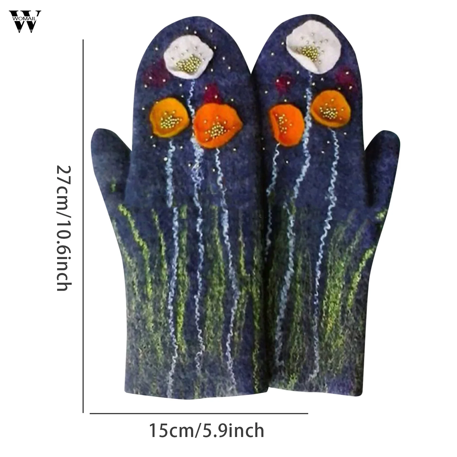 

Womail Women Cashmere Padded Color Matching Lovely Cartoons Husky Animal Printed Winter Warm Gloves Comfort Soft Fashion Gloves