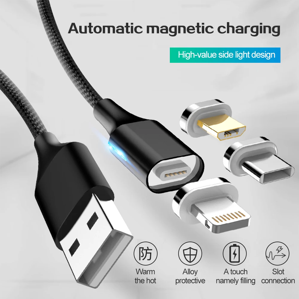 Магнитный USB кабель 3A быстрая зарядка мобильный телефон для iPhone Android зарядный