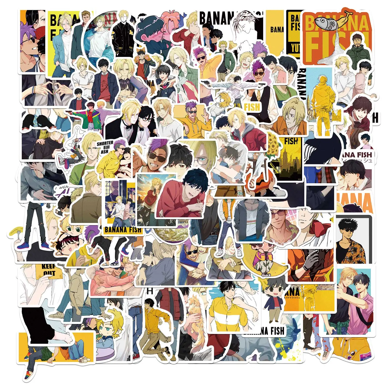 

10/50/100pcs Anime BANANA FISH Sticker PVC Graffiti Decals Suitcase Luggage Guitar Car Waterproof for Children's Toys