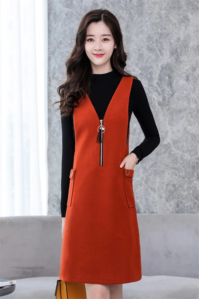 Женское шерстяное платье элегантное облегающее платье-трапеция с жилетом