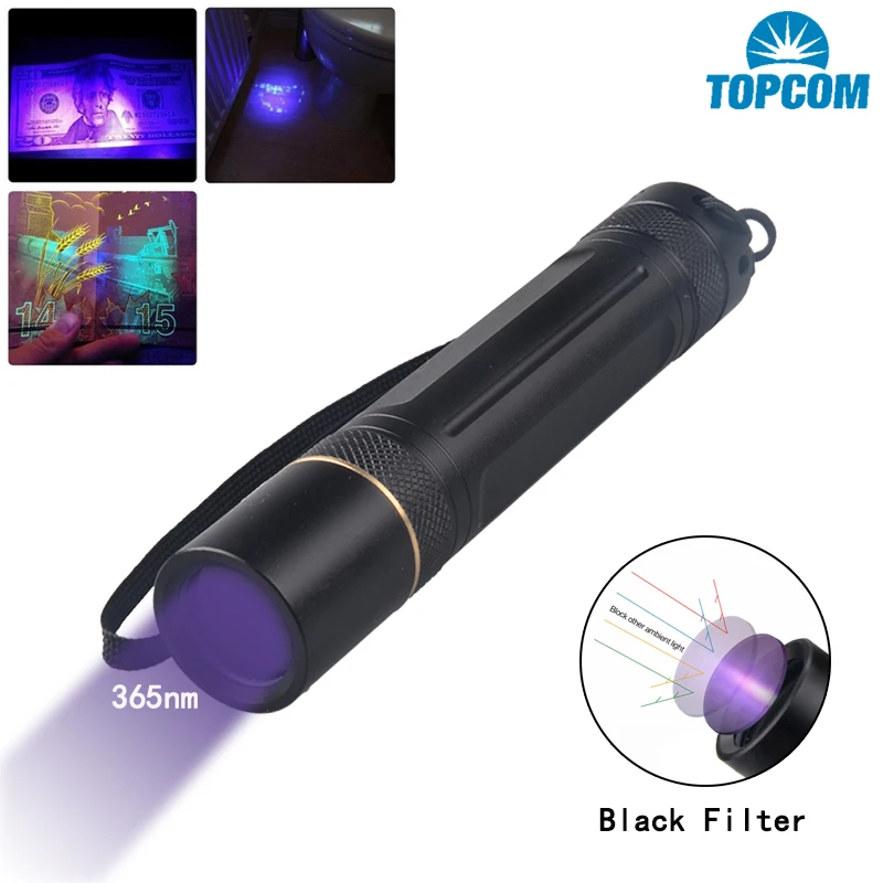 TOPCOM Портативный 365nm Светодиодный УФ фонарик светильник 3W или 5W светодиодный