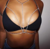 2021fashion sexy shiny diamond bra chain simple sand diamond geometric bra chain womens party bikini body waist chain