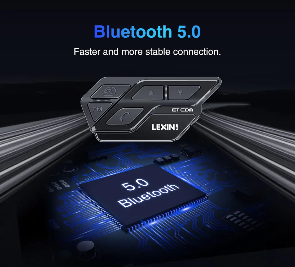 BT гарнитура для мотошлема LEXIN ET COM, 1200 м, с поддержкой Bluetooth для 2 собеседников, переговорное устройство для мотошлема, 1 шт. (art.: 799e704d3) - 799e704d3