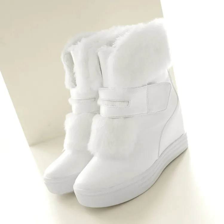 Big Size boots women shoes ankle for ladies Hair buckles add height inside the skin | Обувь