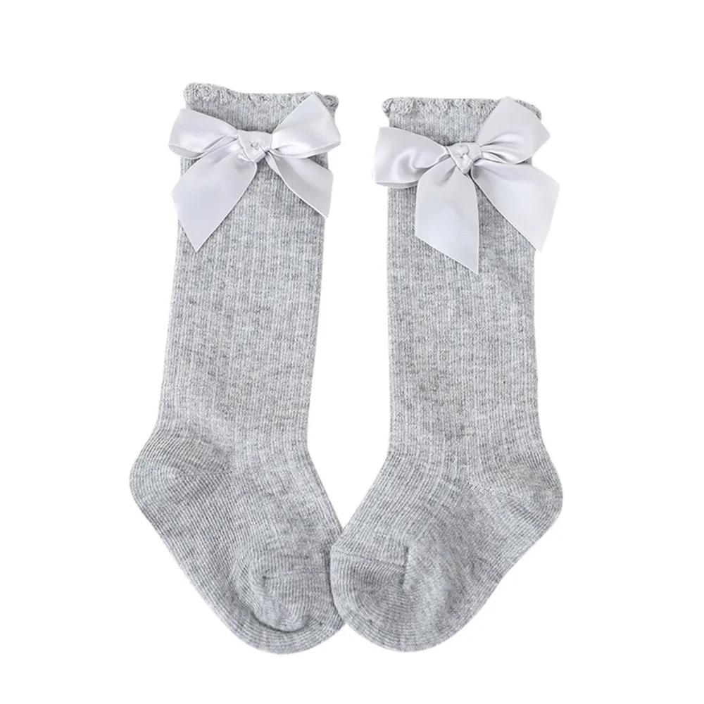 Socks New Kids Toddlers Girls Big Bow Knee High Long Soft Cotton Lace Baby Niekousen meisje 91130 | Женская одежда