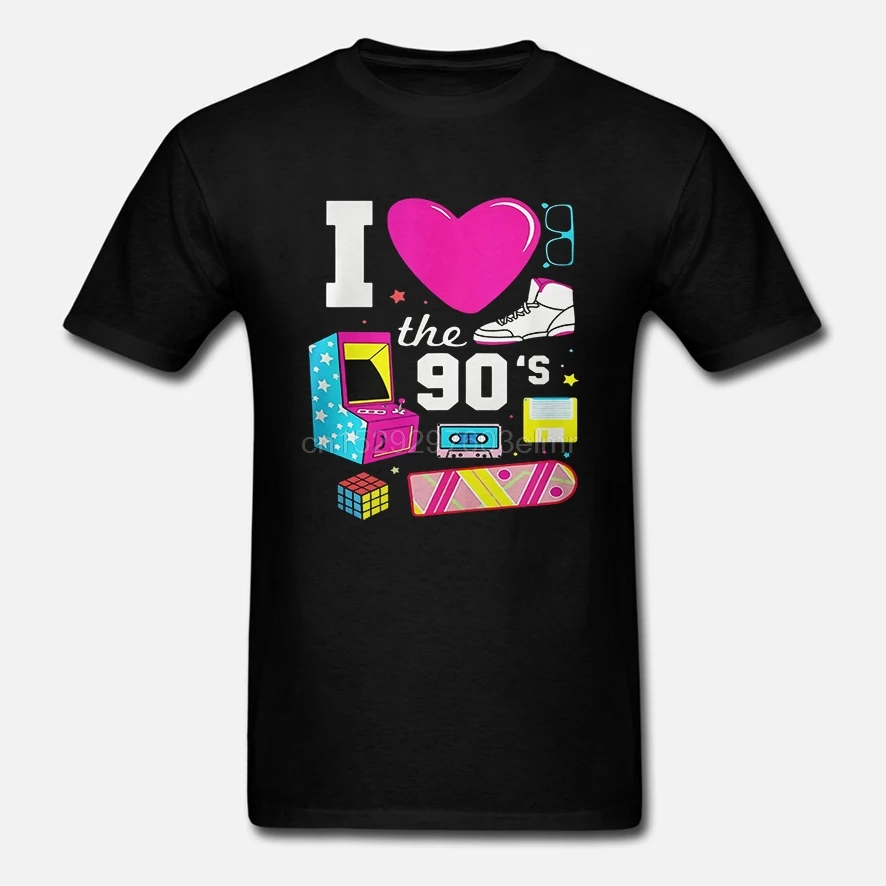 Мужская забавная футболка модная I Love The 90 s винтажная 1990 женская футболка|Мужские