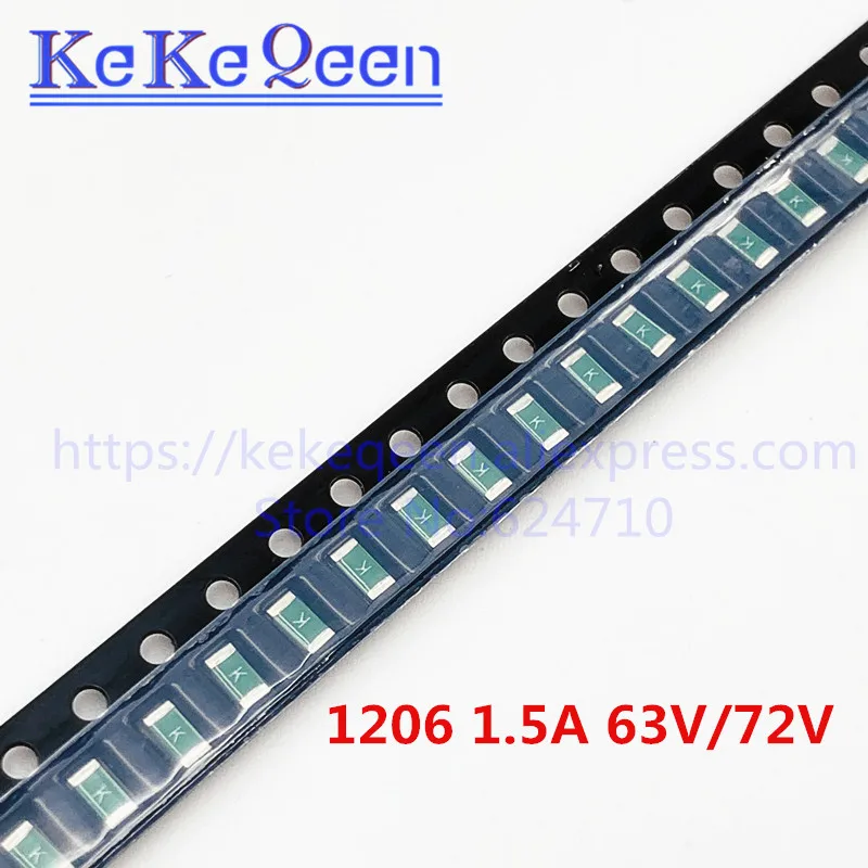 100 шт./лот предохранитель одноразовый быстродействующий SMD 1206 1.5A 1500MA 63V 72V 3 2*1 6mm 3216