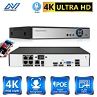 Сетевой видеорегистратор, устройство распознавания лиц, 4 канала, 8 Мп, POE, H.265 + 4K, сетевой видеорегистратор 2 HDD247 записывающая IP камера P2P