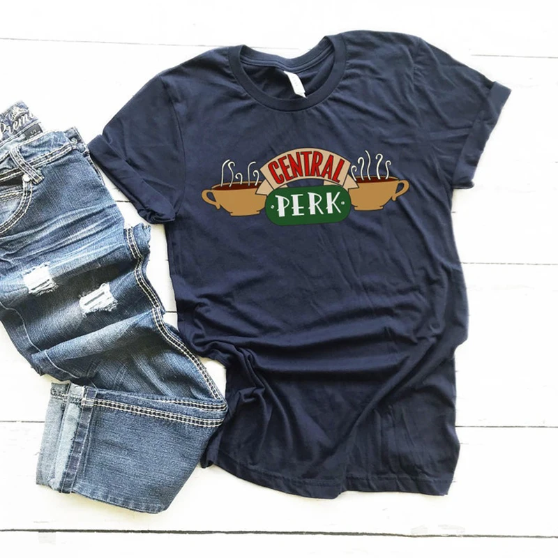 

Retro Women T Shirt Short Sleeve Cotton T-shirts Female CENTRAL PERK Friends Graphic Tees Women Harajuku Shirts Top