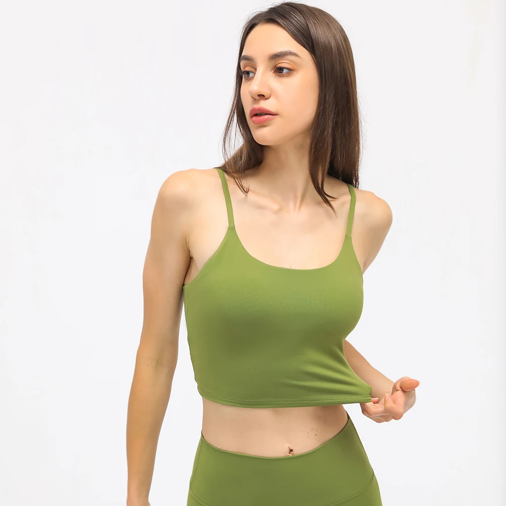 SHINBENE ESSENTIAL Push Up Padded Gym Fitness Crop Tops Women Plain Soft Nylon Yoga Workout Sports Bras with Removable Pads