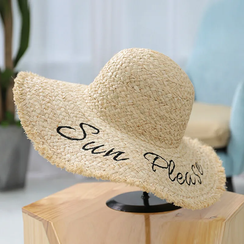 Женская соломенная шляпа с широкими полями пляжная из натуральной рафии