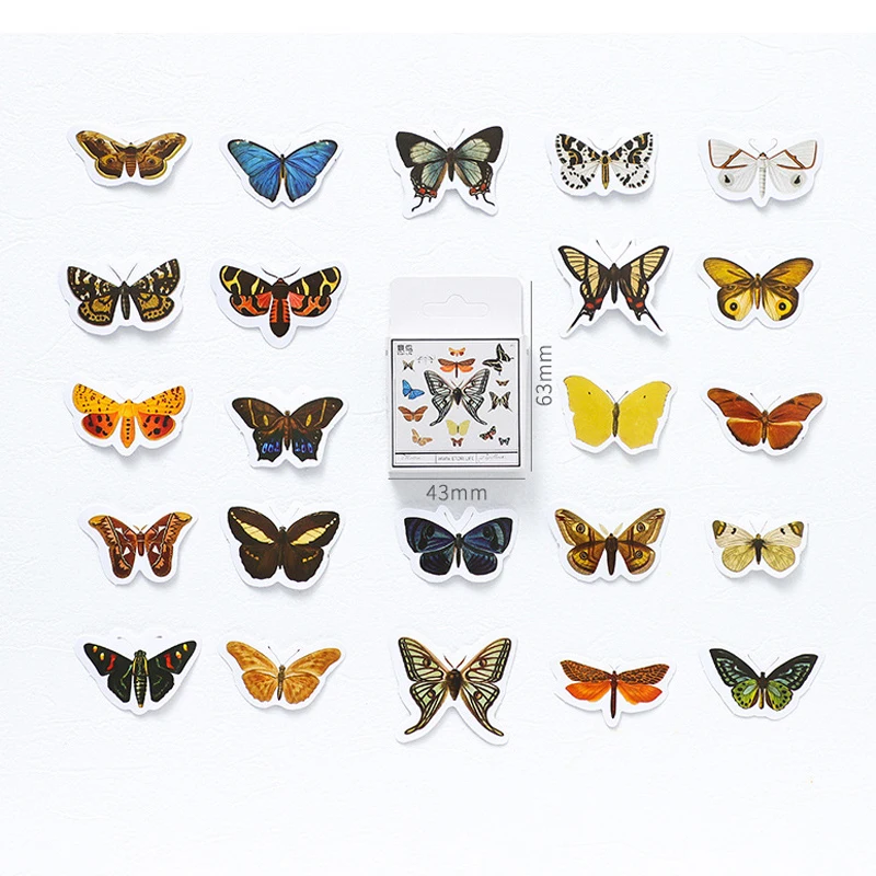 

46P Cartoon Insect Stationery Sticker Scrapbooking Seal Creative Butterfly Dragonfly Art Decorative Adhesive Paper Supplies
