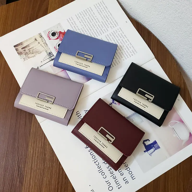 

Ins New Korean Version Small Purse Women Short Folding Simple Fashion Women's Card Bag Mini Pocket Wallet Gift