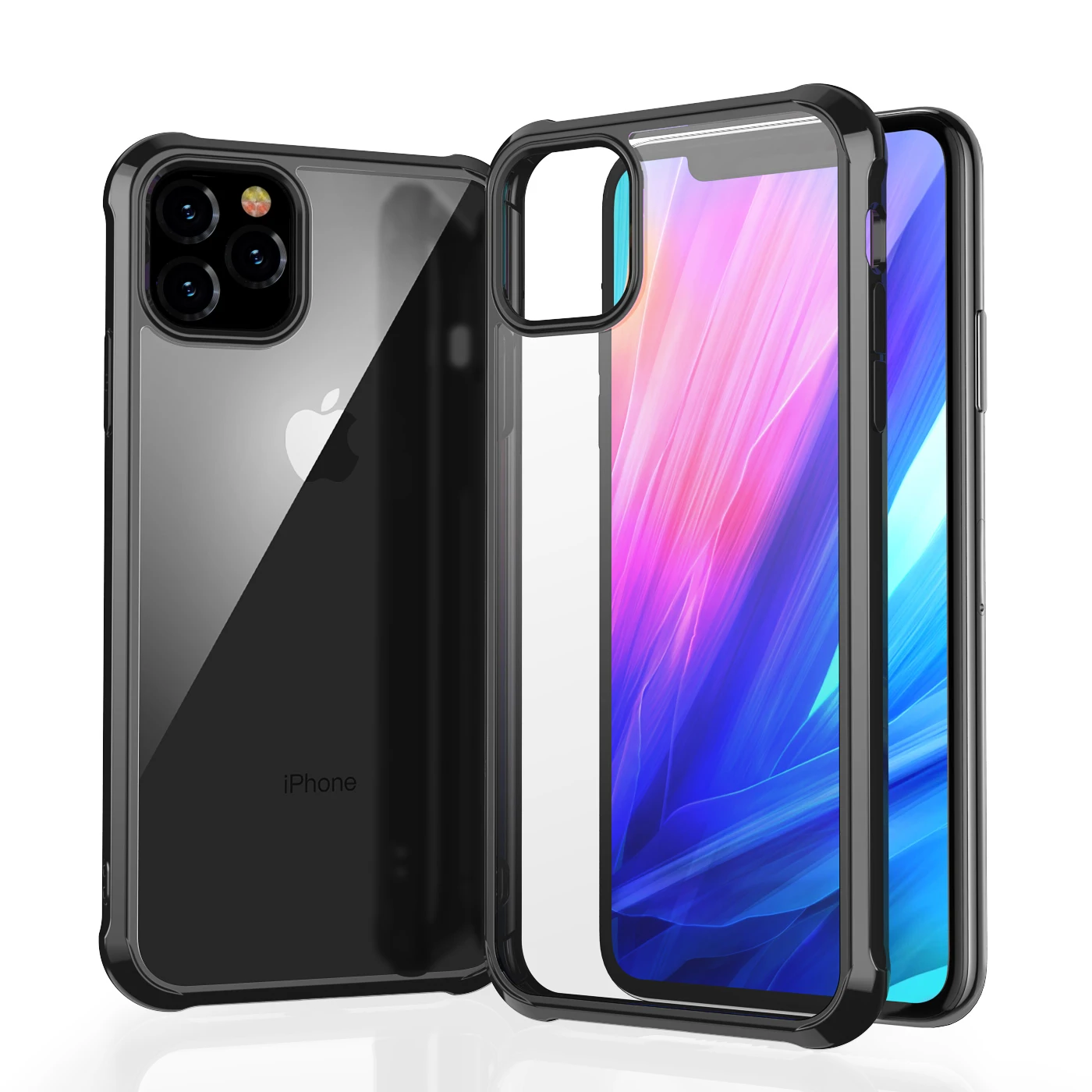 Для нового Apple iPhone 11, для iPhone 11 Pro Max чехол противоударный на 360 градусов прозрачный защитный мягкий ТПУ+ жесткий пластиковый чехол из поликарбоната
