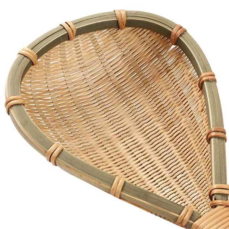 

1 Pcs Handmade Bamboo Woven Rice Spoon Long Handle Colander & 1 Pcs Double Cereal Dispenser Storage Container