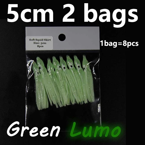 2bags 5cm white lumo 2 сумки 5 см 9 см мягкий Кальмар юбки светящиеся пластиковые осьминог приманка для соленой воды искусственная приманка для рыбалки разноцветные Lumo розовый синий оранжевый - Цвет: 2bags 5cm white lumo