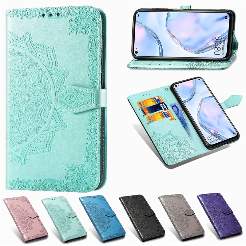Кожаный чехол с тиснением Мандала для телефона Huawei P40 P30 P20 Pro Lite E Honor 20 7A 7C 8 9 10 7S 8C 10I