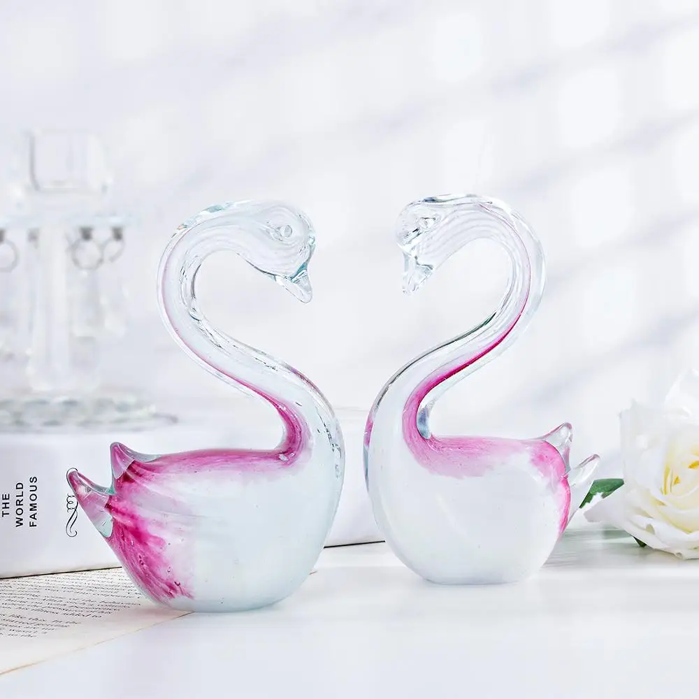H & D пара Лебединое стекло розовые фигурки стеклянное художественное