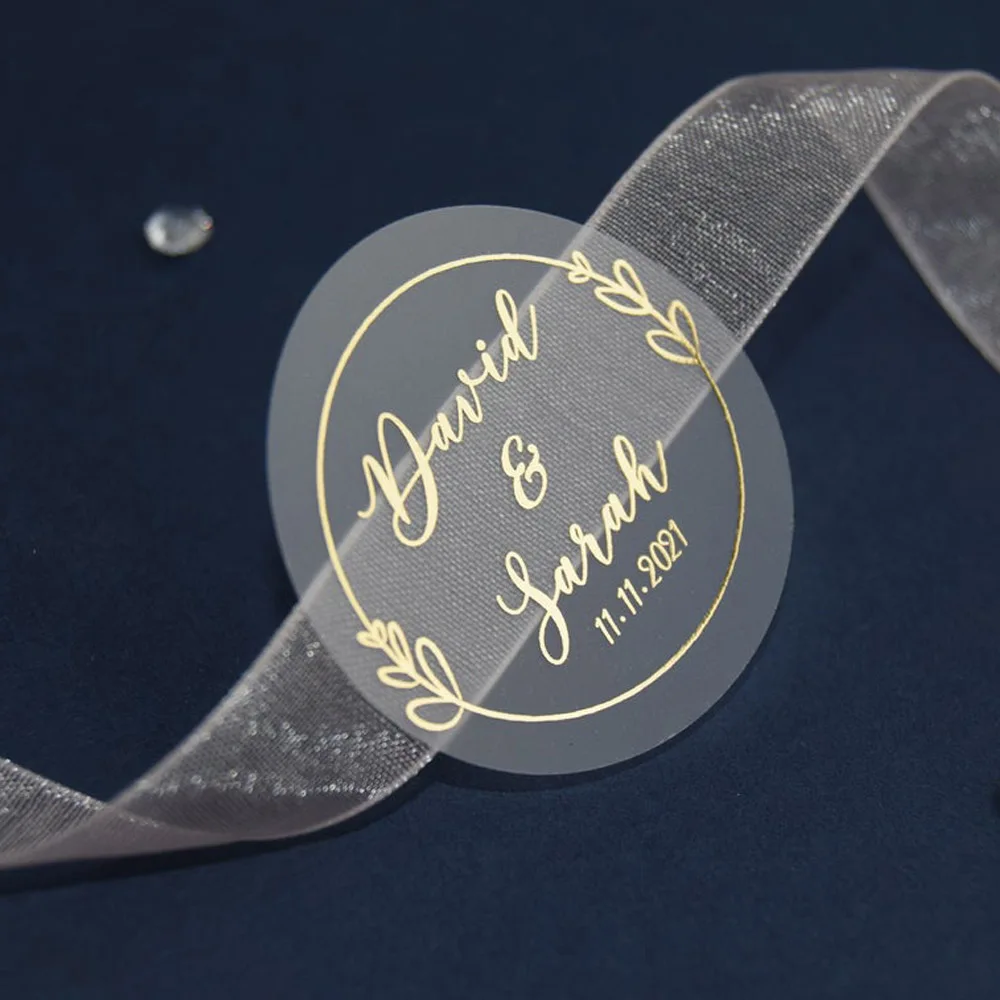 

3-10cm Logo Stickers Custom Gold Foil Wedding Stickers Favors Labels, Transparent, Personalized Stickers Label Gold Your Designs