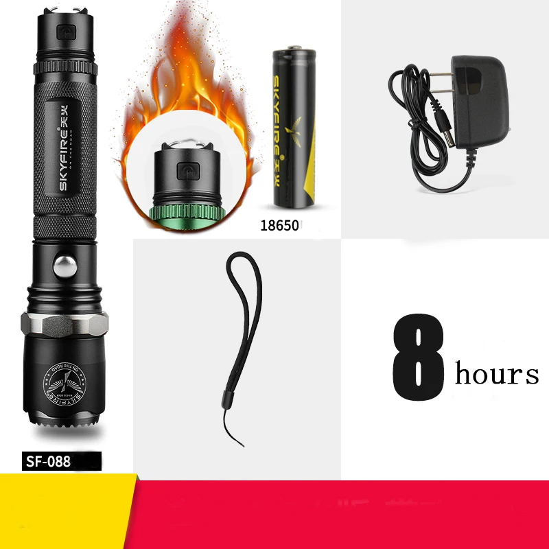 Светодиодный фонарик Arc Lighter с самозащитой Head Head и Zoomable Beam Included Аккумуляторная батарея 18650 и крепление фонарь самооборона фонари фонарики телескопическая дубинка 18650 аккумуляторная батарея - Испускаемый цвет: SF-088 black