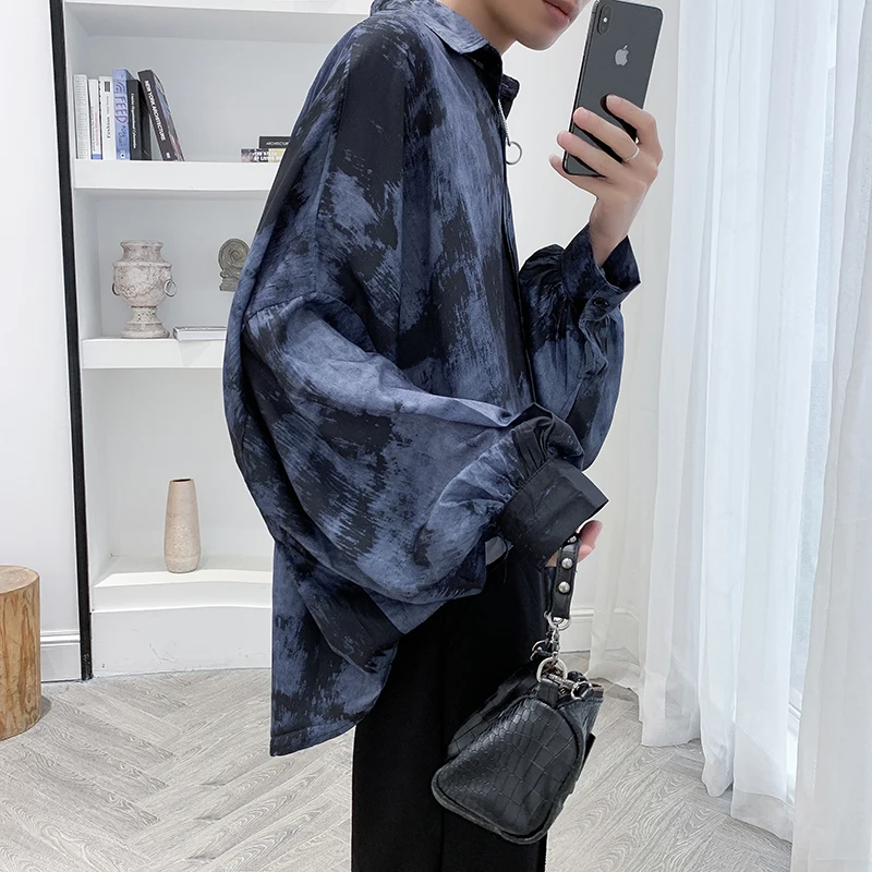 Новая свободная Мужская рубашка YASUGUOJI мужская повседневная длинная мужские