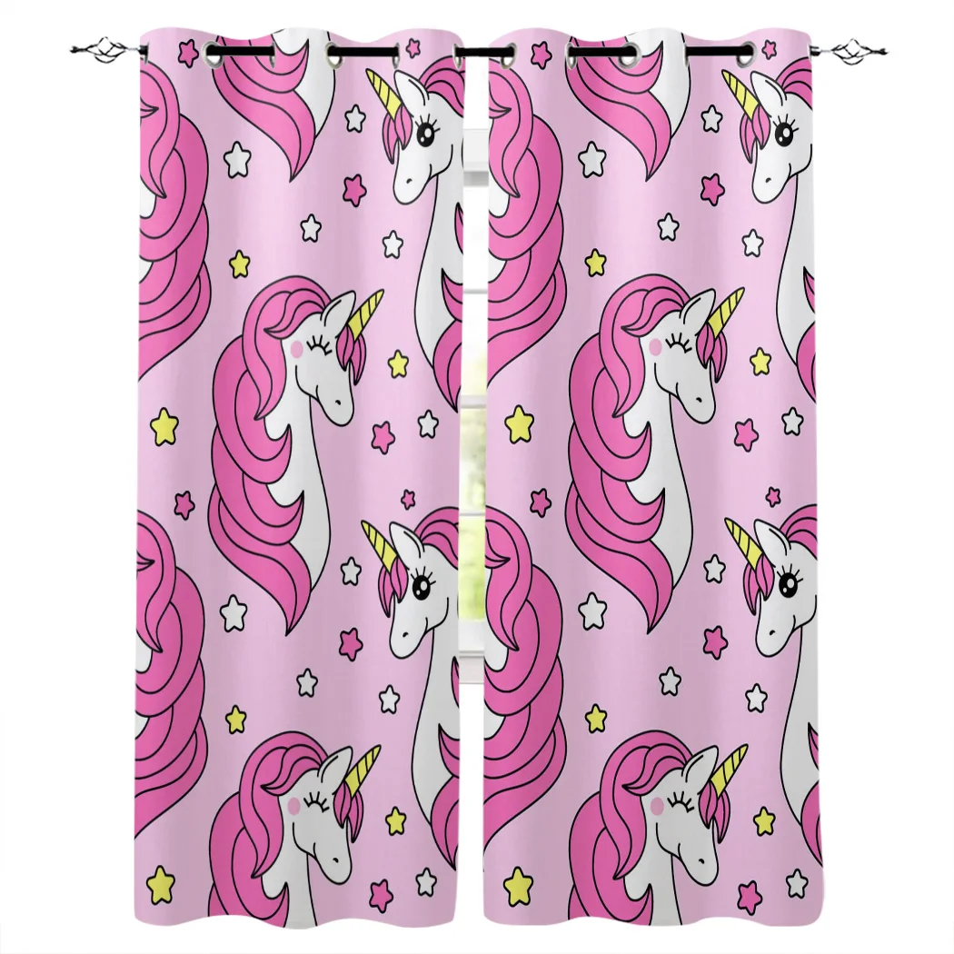 Занавески для дома с милым рисунком единорога звезд животных шторы гостиной