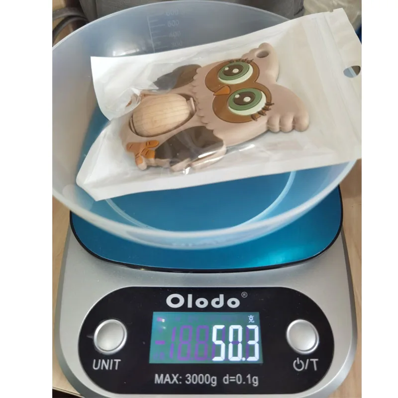 BPA libre silicona buho con cuentas de madera alimentos grado Peque&ntilde;a barra collar de dentici&oacute;n DIY regalos de la ducha de beb&eacute; de dibujos animados beb&eacute;-5