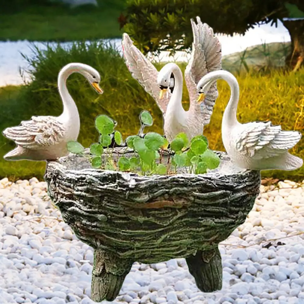

Exquisite Workmanship Useful Landscape Courtyard Garden Swans Sculpture Resin Swans Statue Colorfast for Yard