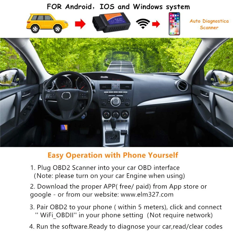 ELM327 V1.5 OBD2 WIFI сканер Wi-Fi OBDII elm 327 в 1 5 OBD 2 Автомобильный диагностический инструмент