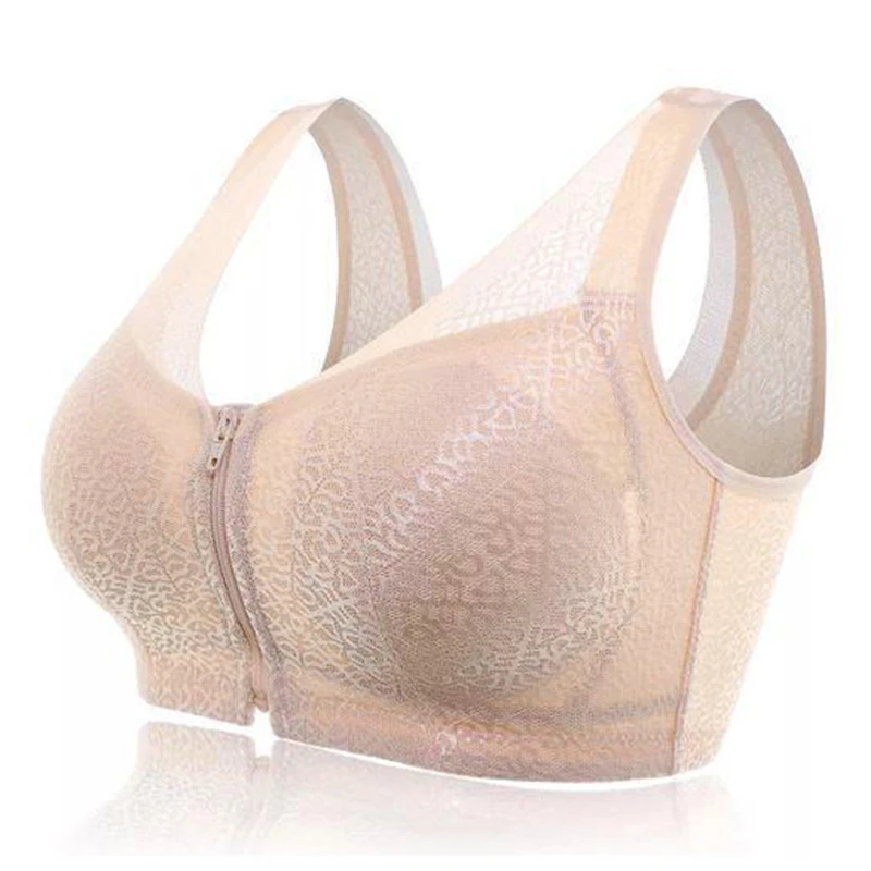 

Women Bra Front Zipper Closure Wirefree Extra Breathable Silk The Gentle Bra