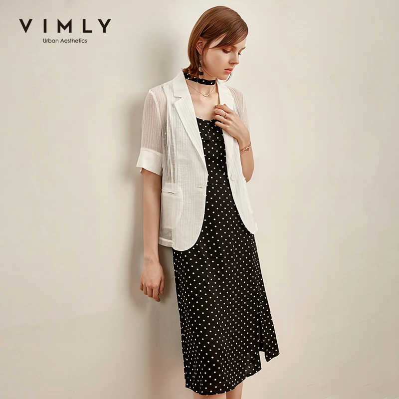 Vimly 2020 летние женские платья на бретельках Vogue Dot v образный вырез приталенное