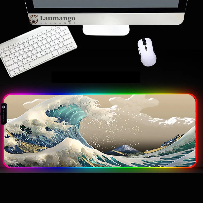 

Wave RGB Mouse pad Backlit Large Size Mousepad XXL for Desk Keyboard LED Mice Mat alfombrilla kawaii gaming accessories mousemat